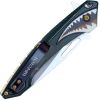 Assisted Open Folding Pocket Knife Green with Flying Shark Design