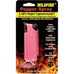 Wildfire 1.4% MC 1/2 oz pepper spray hard case with quick release keychain pink