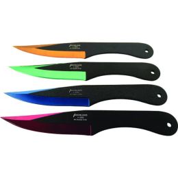 4 Piece Throwing Knife Assorted, blue, red, gold, green Color